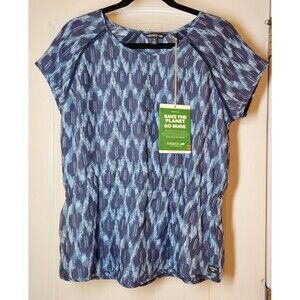 TOAD & CO NWT Hillrose Peplum Blue Ikat T-Shirt Womens Medium eco-friendly